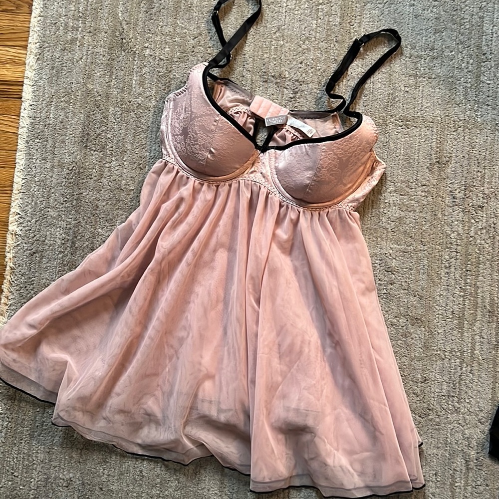 Victoria’s Secret rose blush and black teddy
